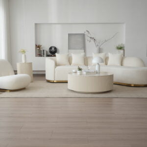 Contemporary Curved Couch in Sherpa Cover