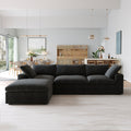 Enlarge the Product Image Button Sky Cloud Sectional Sofa | Washable Cover 120-Inch Linen L-Shaped Sectionals 4-Seaters