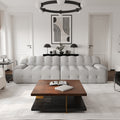 Extended Plump Modular Sofa – 3D Textured Knit Fabric + Button Quilting, Light Luxury Lazy Vibe Living Room Sofa