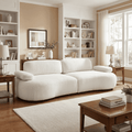 Modular Boucle Curved Sofa with Adjustable Armrest & Backrest, 2-Seater Cloud Sofa