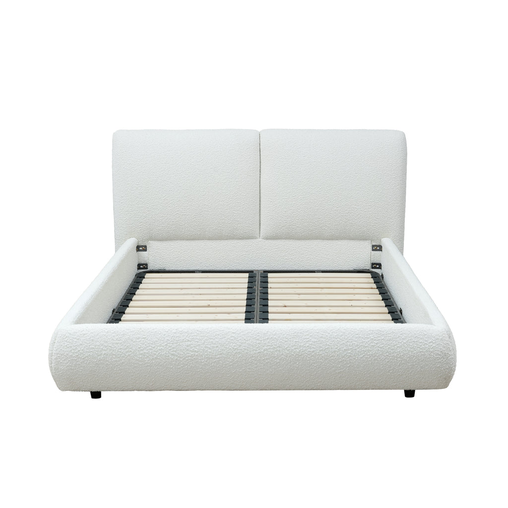 Bouclé Upholstered Platform Bed (Queen & King Size)