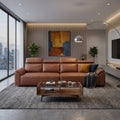 4-Seater Vegan Leather Sofa with Adjustable Headrests & Side Pocket Storage