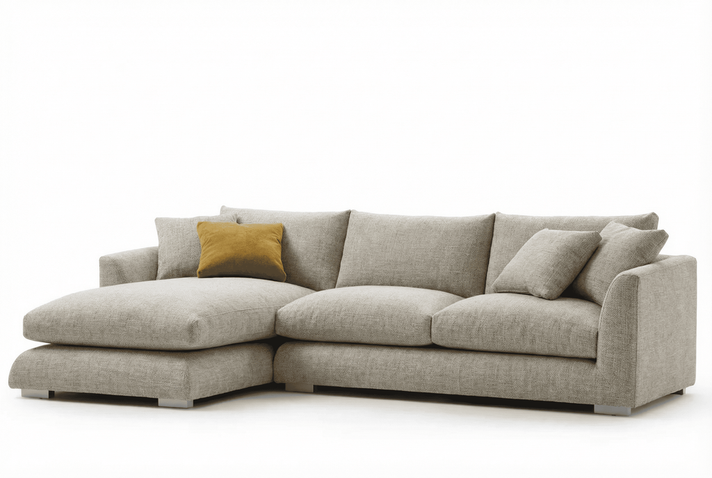 Modular L-Shaped Cloud Sofa – Deep Seat Sectional Couch with Chaise