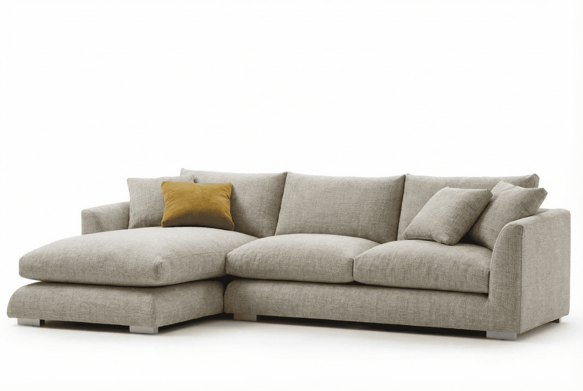 Modular L-Shaped Cloud Sofa – Deep Seat Sectional Couch with Chaise