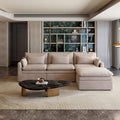 Linen-Look L-Shaped Sectional Sofa with Extra Thick Cushions, Removable Washable Slipcovers Reversible Chaise