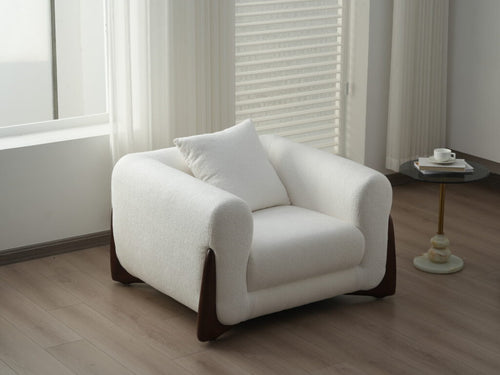 Artistic Sherpa Couch Sofa with Solid Wood Legs
