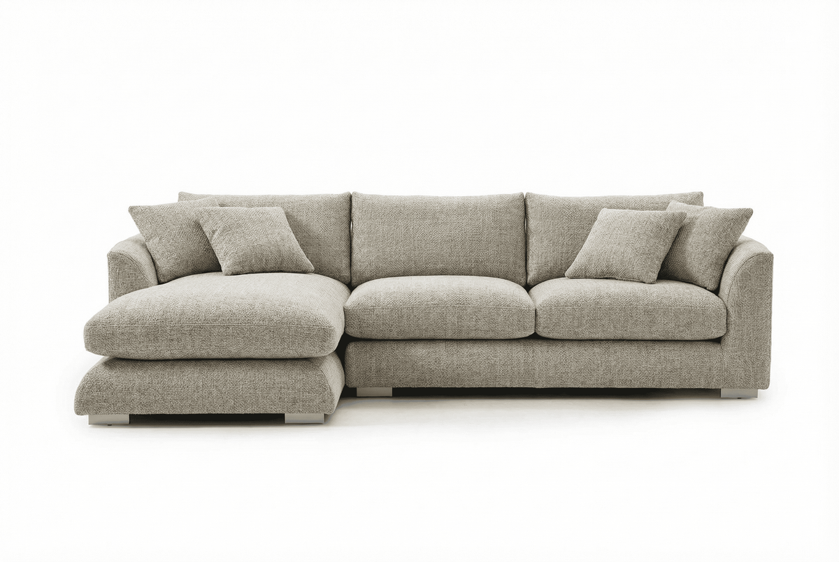 Modular L-Shaped Cloud Sofa – Deep Seat Sectional Couch with Chaise