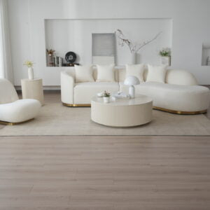 Contemporary Curved Couch in Sherpa Cover