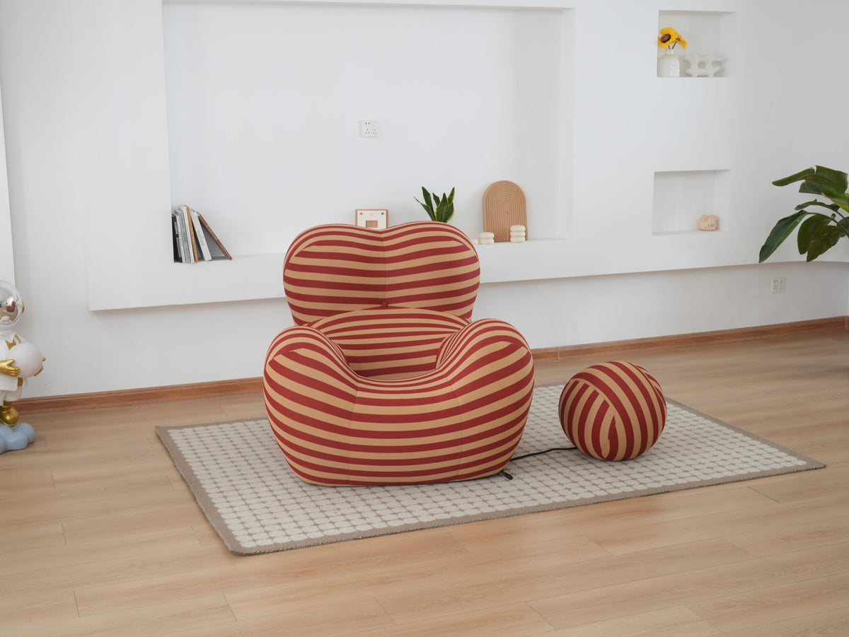 Unique Modern Stripe Accent Chair Sofa with Ottoman